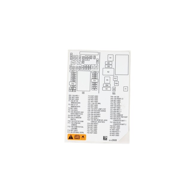 GM Genuine Parts Passenger Side Instrument Panel Wiring Harness Fuse Block Identification Label