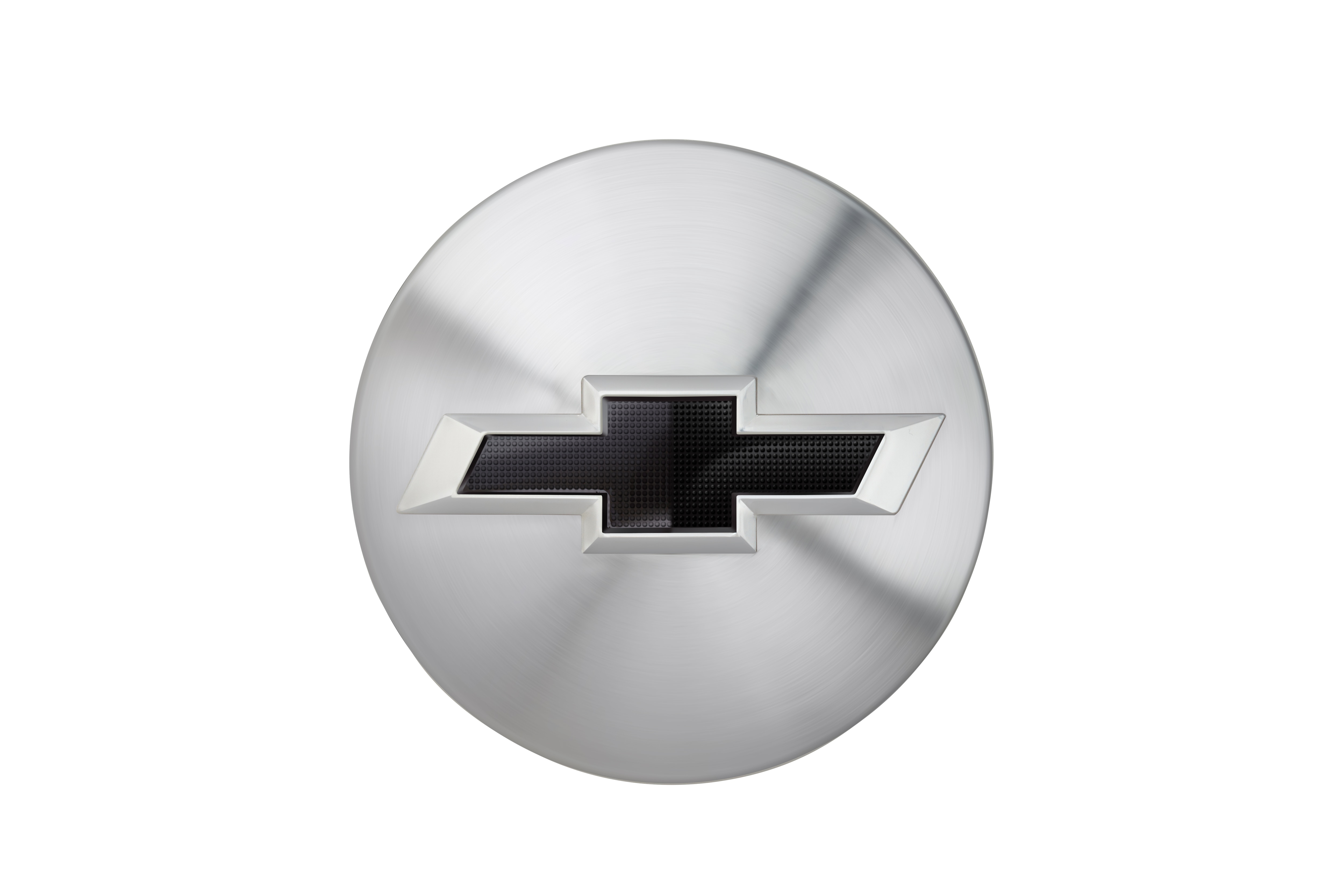 Center Cap in Brushed Aluminum with Black Bowtie Logo
