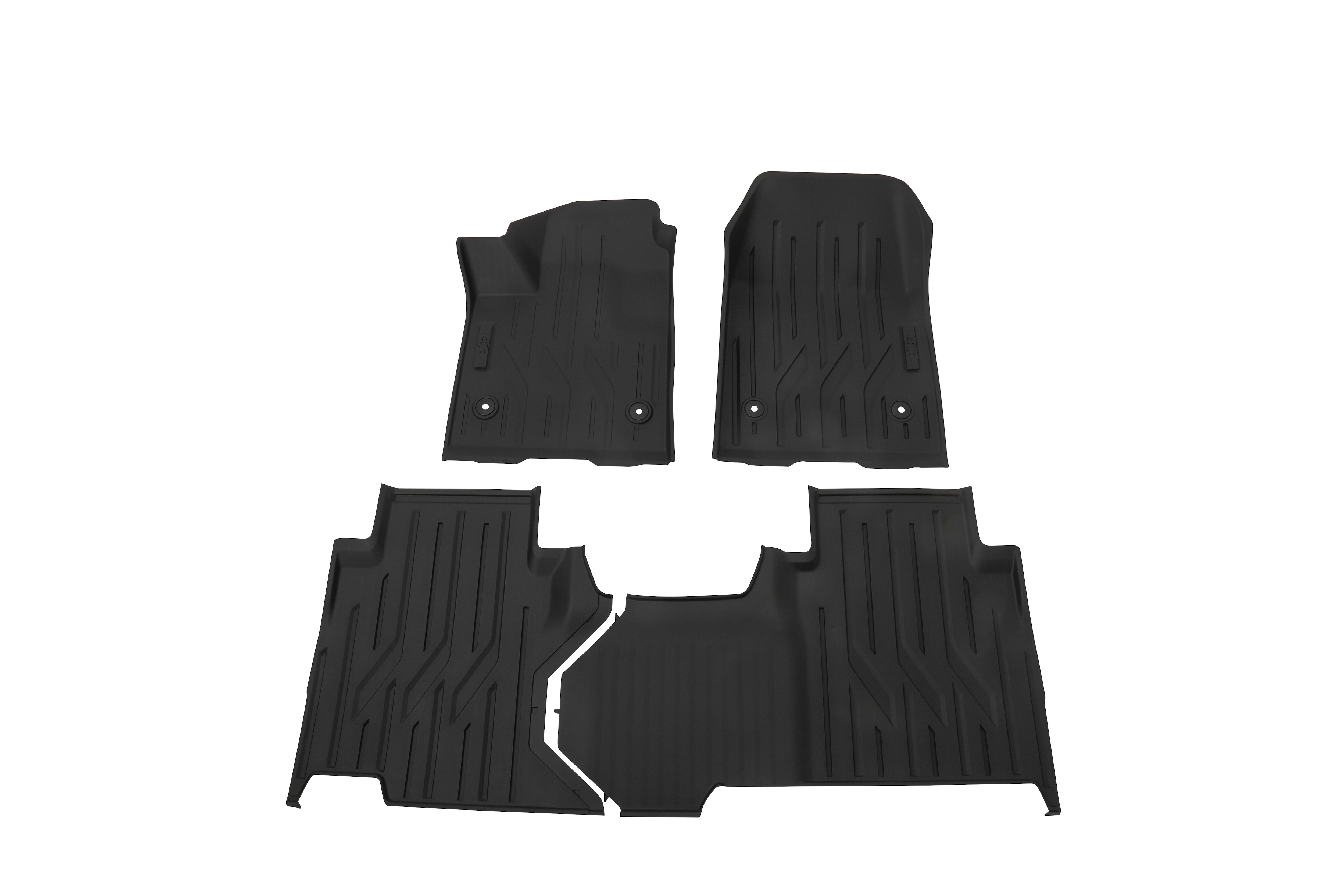 First- and Second-Row Premium All-Weather Floor Liners in Jet Black with Bowtie Logo