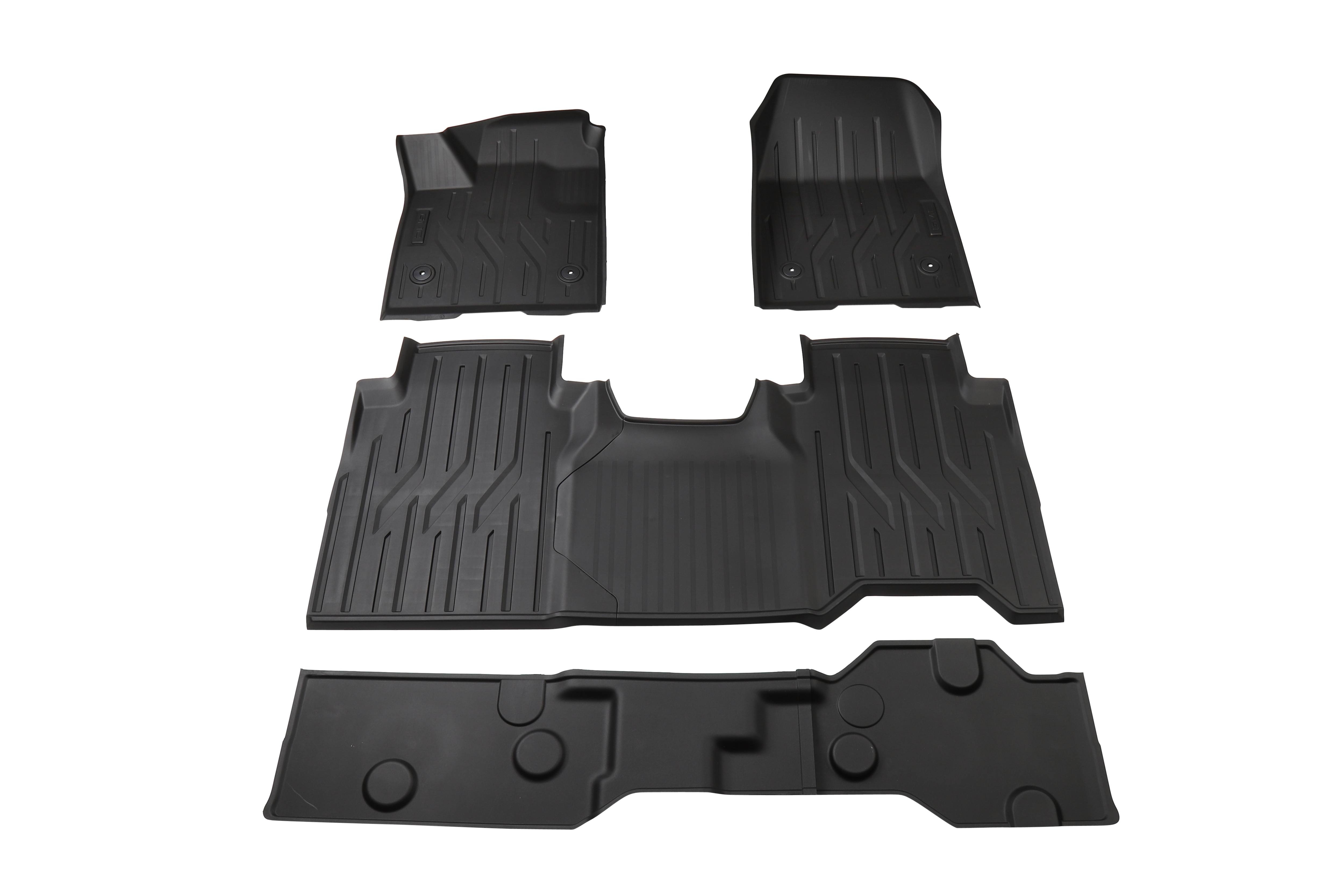 First-, Second- and Third-Row Premium All-Weather Floor Liners in Backen Black with GMC Logo