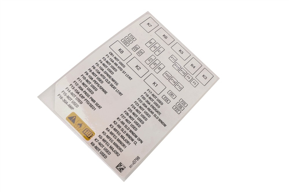 GM Genuine Parts Driver Side Instrument Panel Wiring Harness Fuse Block Identification Label
