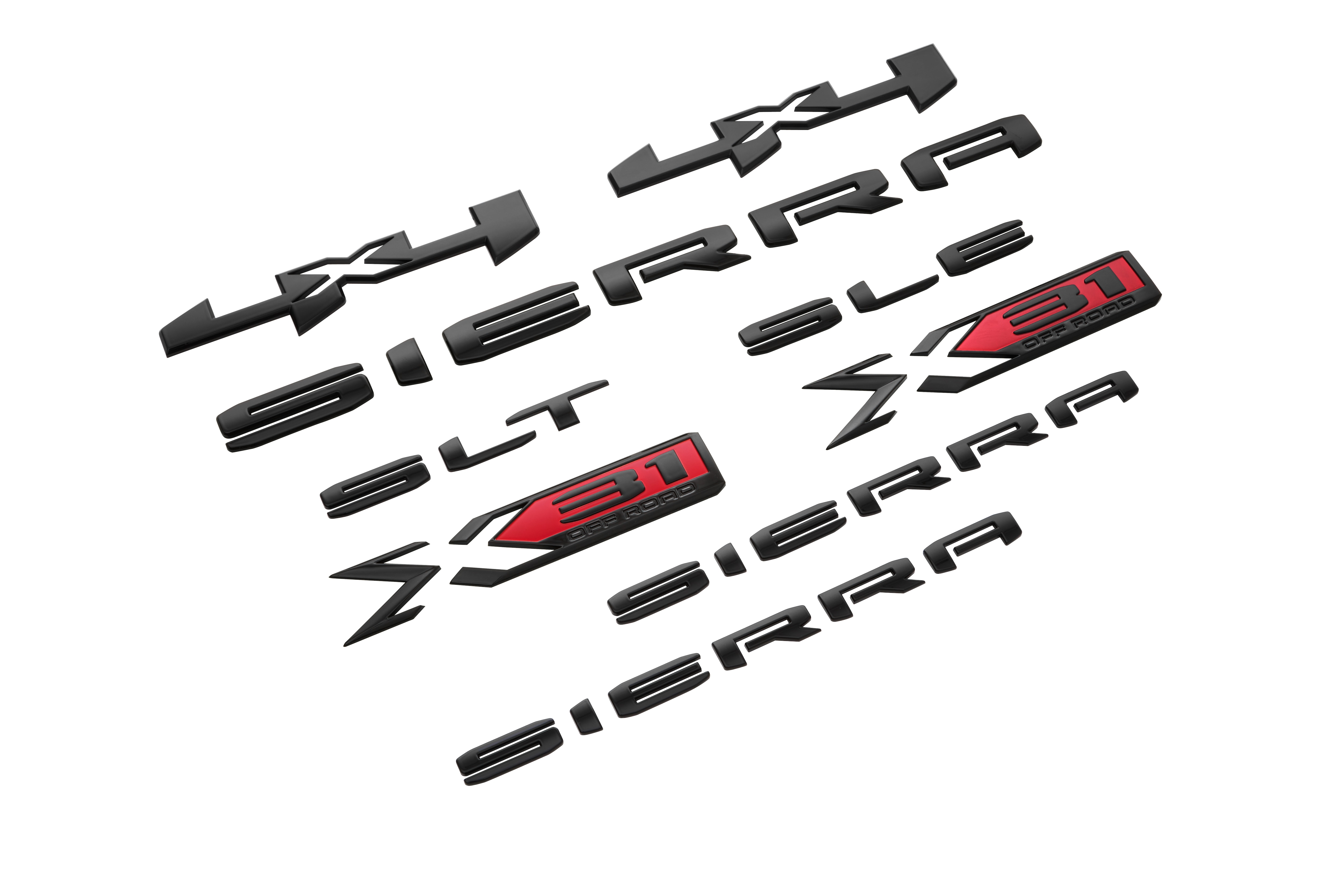 Sierra Pro, SLE, SLT and Texas Edition Emblems in Black