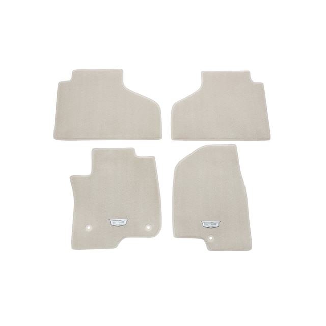 First- and Second-Row Premium Carpeted Floor Mats in Whisper Beige with Cadillac Logo