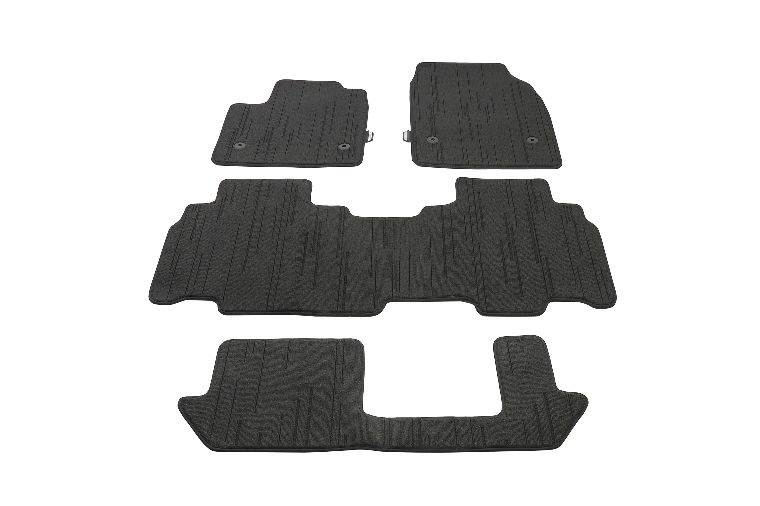First-, Second- and Third-Row Premium Carpeted Floor Mats in Jet Black with Cadillac Script (for Models with Second-Row Bench Seat)