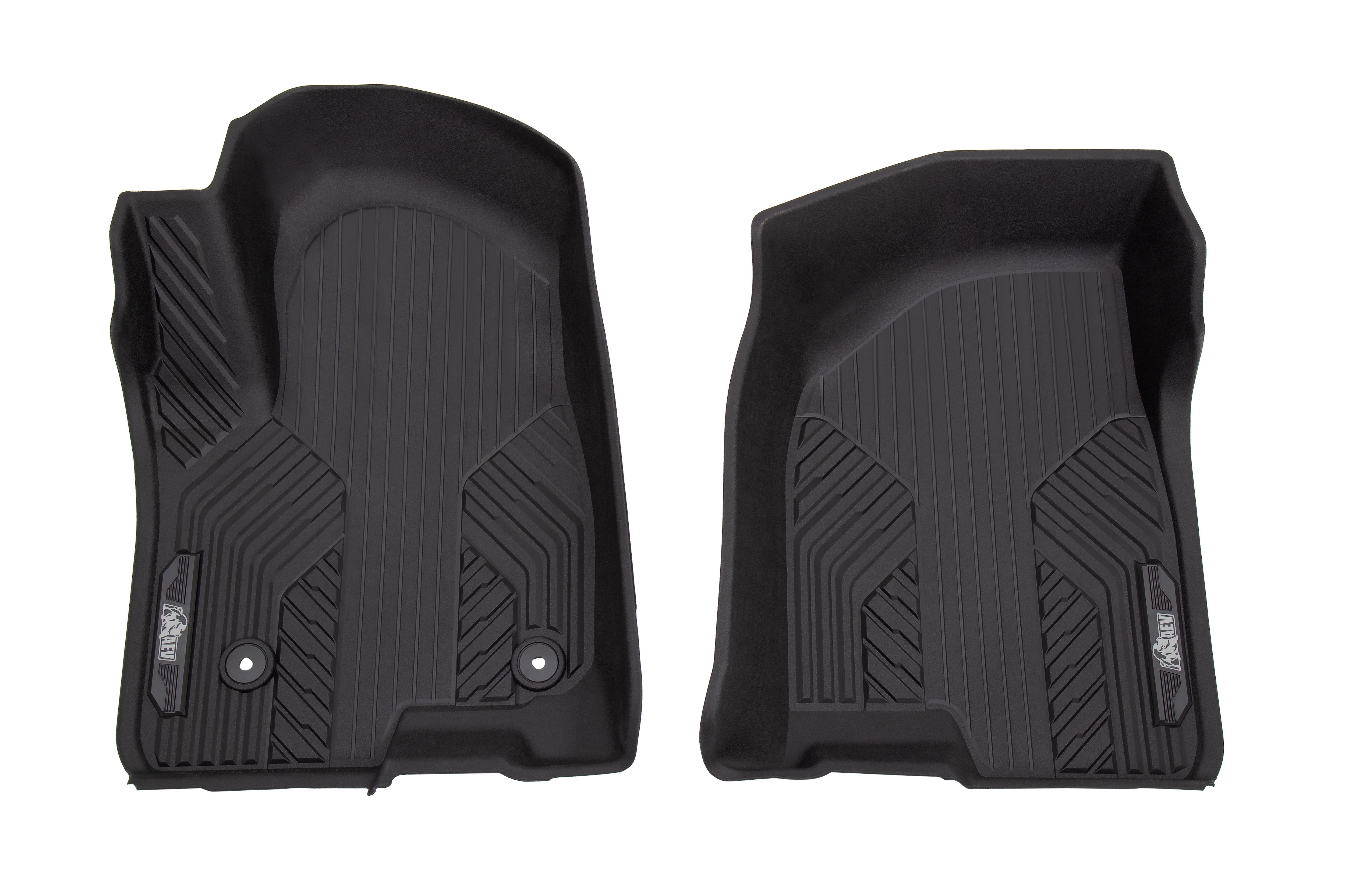 First-Row Premium All-Weather Floor Liners in Jet Black with Bison