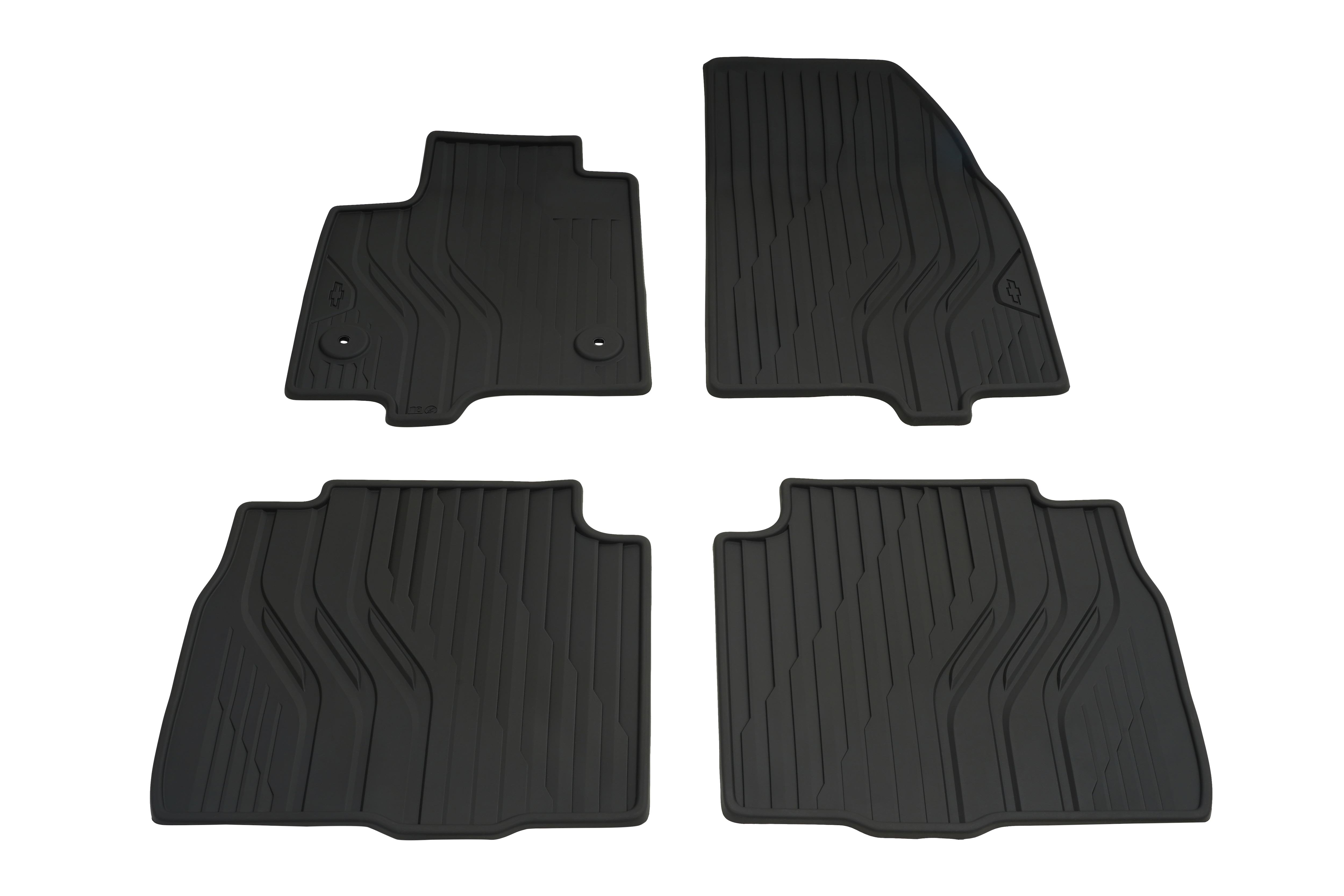 First- and Second-Row Premium All-Weather Floor Mats in Jet Black with Bowtie Logo