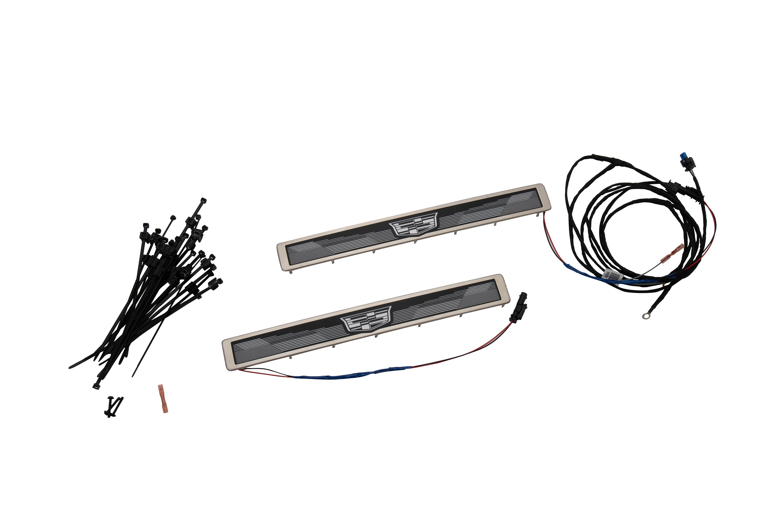 Illuminated Dynamic Front Door and Non-Illuminated Rear Door Sill Plates in Stainless Steel with ESCALADE IQ Script