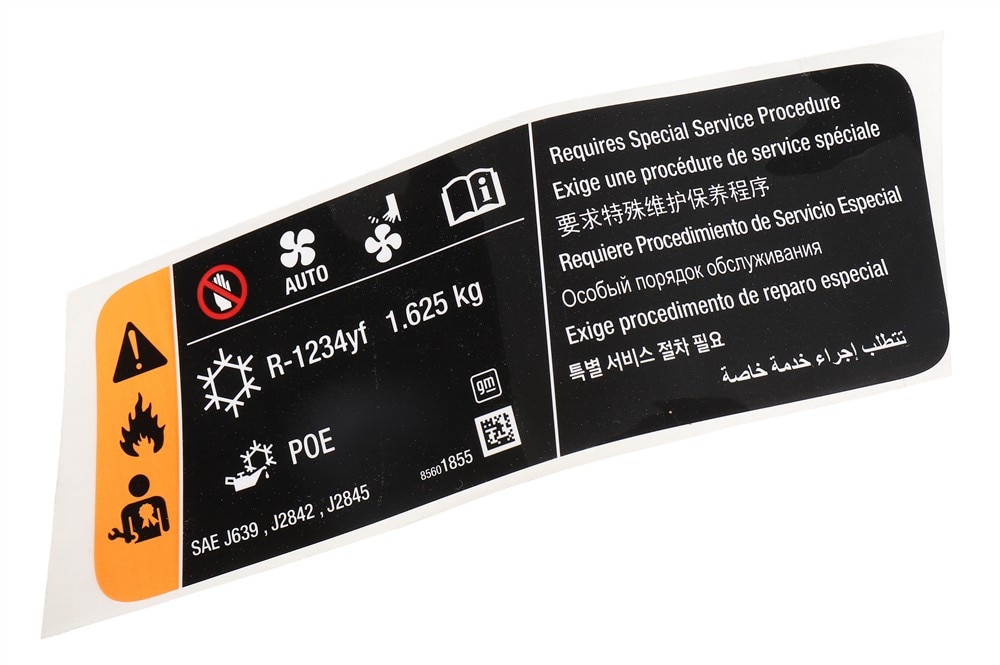 GM Genuine Parts Air Conditioning Refrigerant Charge Label