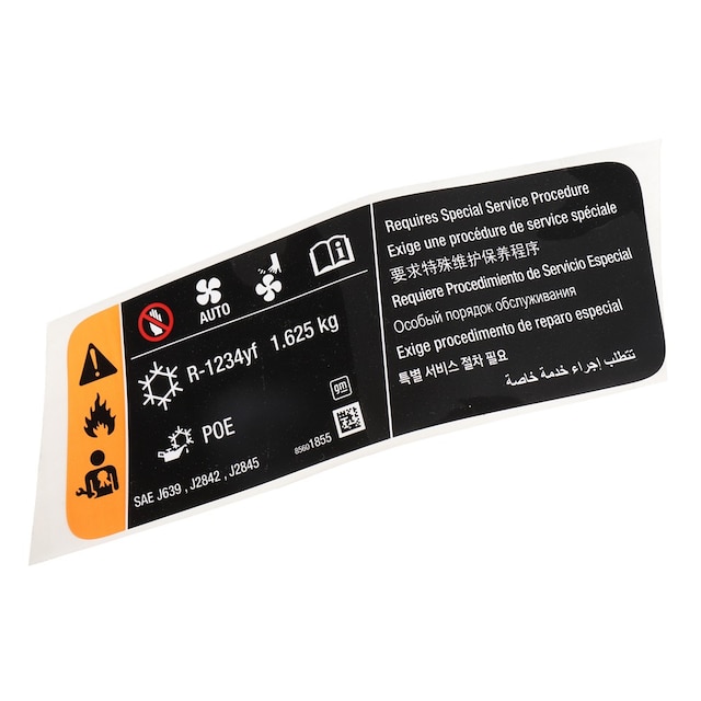 GM Genuine Parts Air Conditioning Refrigerant Charge Label