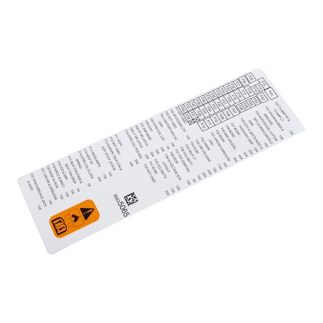 GM Genuine Parts Instrument Panel Wiring Harness Fuse Block Identification Label