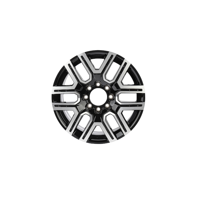 22x9-Inch Multi-Spoke Aluminum Wheel in High Gloss Black with Machined Face