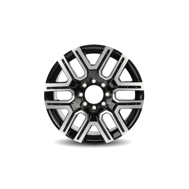 22x9-Inch Multi-Spoke Aluminum Wheel in High Gloss Black with Machined Face