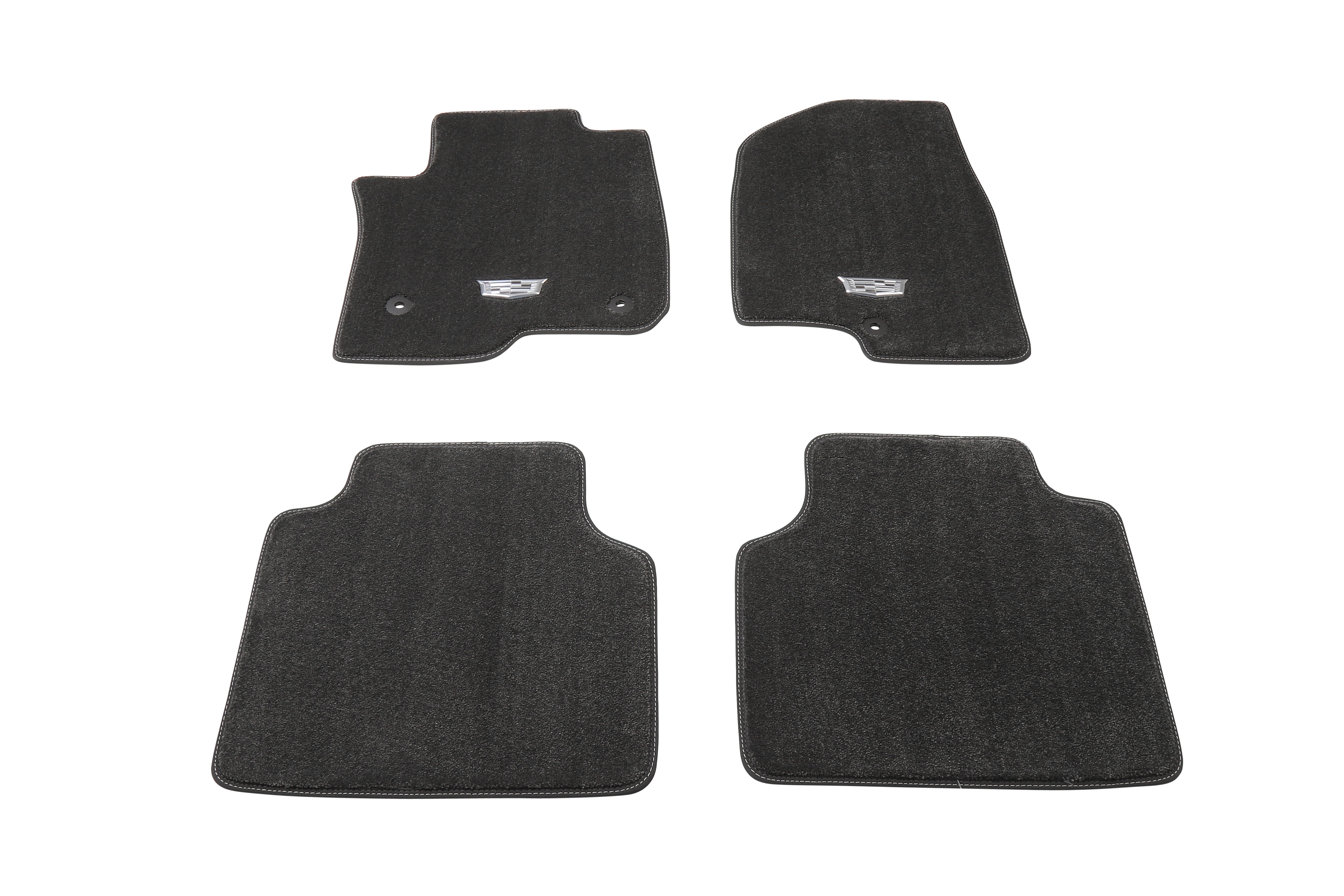 First- and Second-Row Carpeted Floor Mats in Jet Black with Cadillac Logo