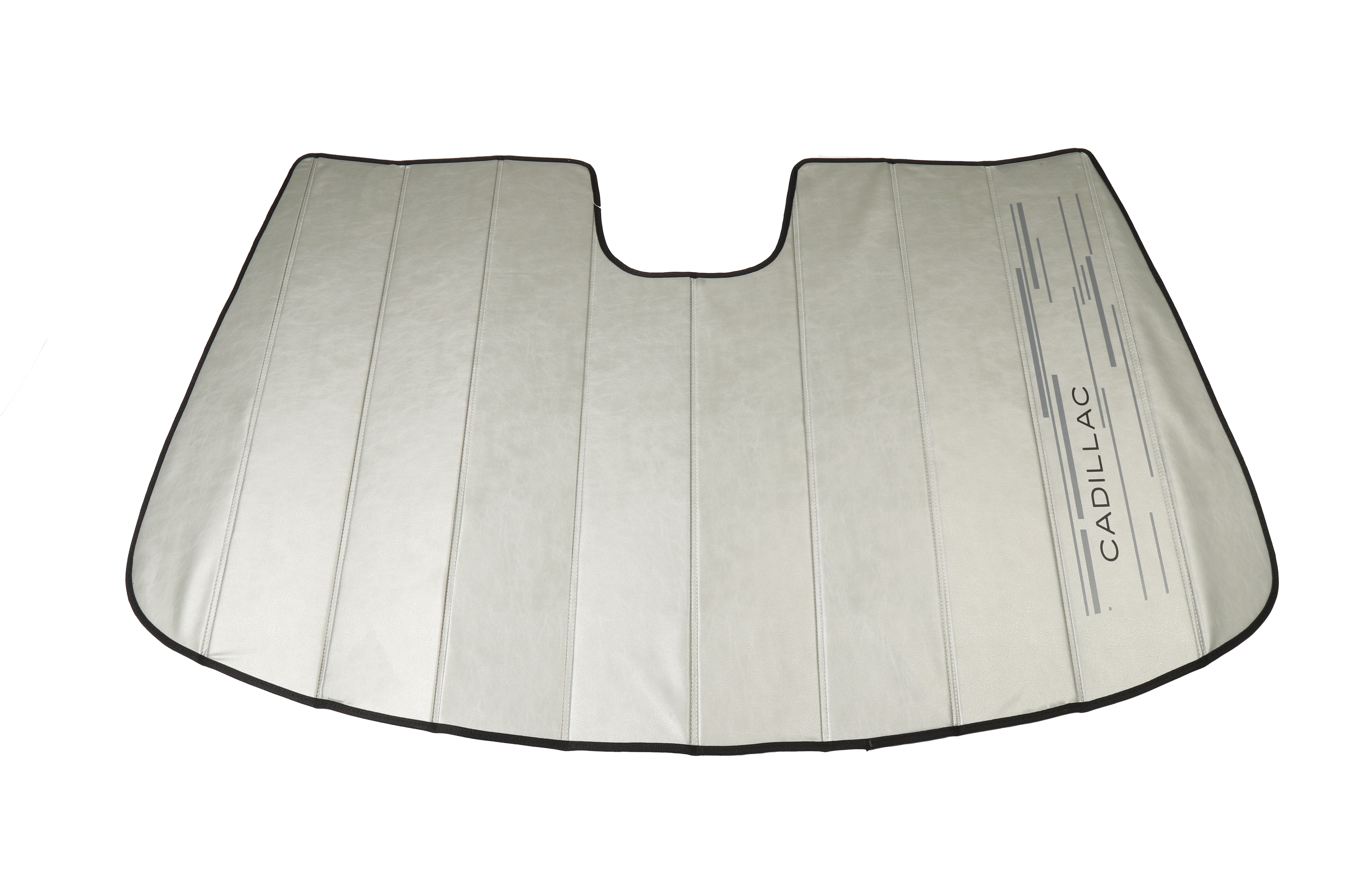 Front Reflective Windshield Sunshade Package in Gray with Dark Cadillac Script