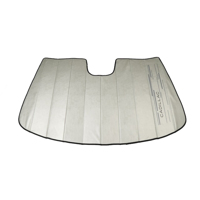 Front Reflective Windshield Sunshade Package in Gray with Dark Cadillac Script