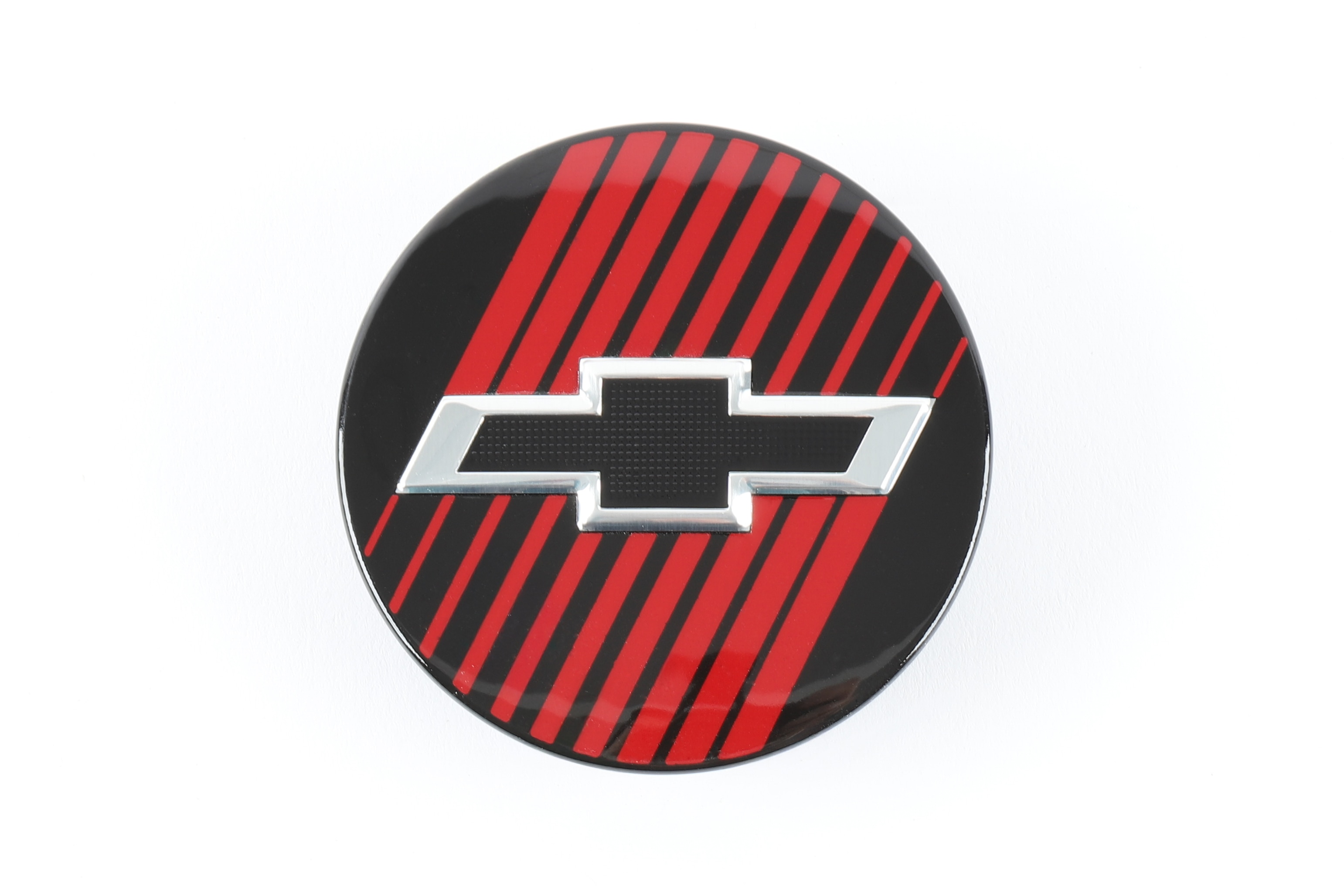 Center Cap in Black with Red Accents and Black Bowtie Logo