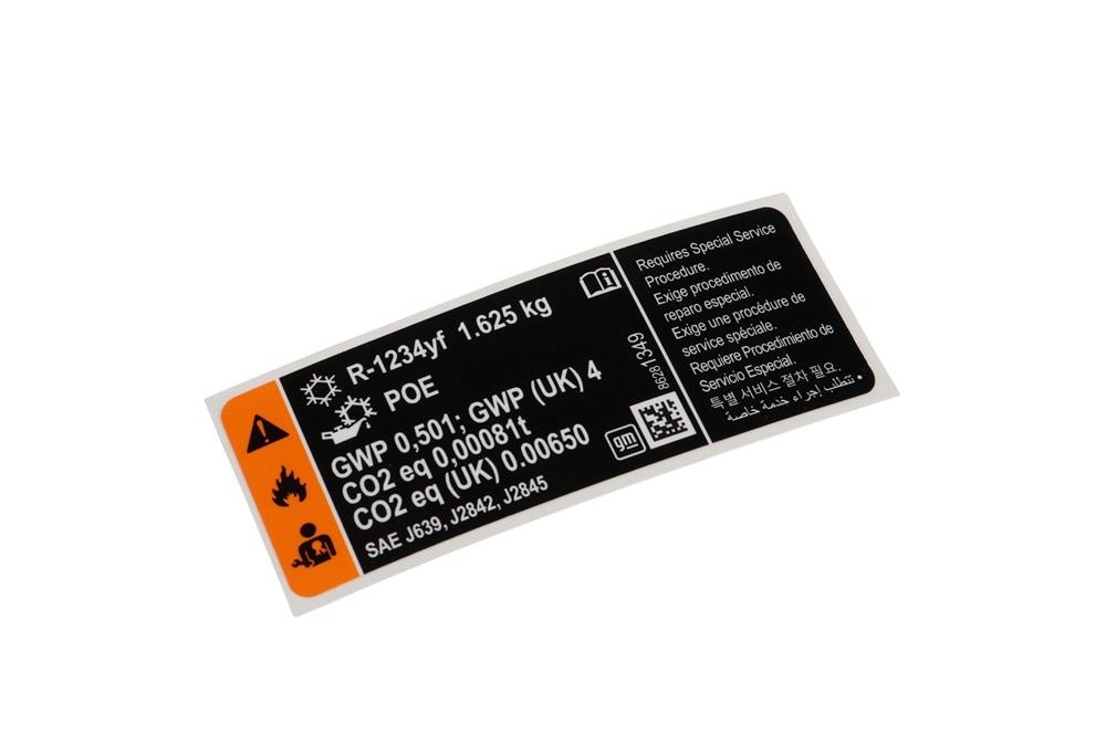 GM Genuine Parts Conditioning Refrigerant Charging Label