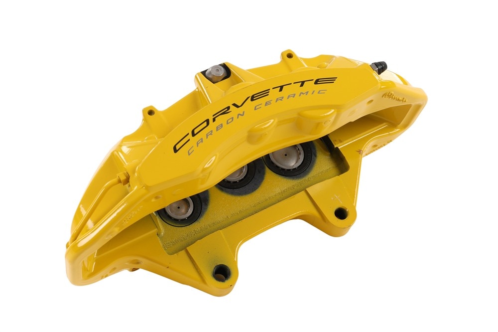GM Genuine Parts Velocity Yellow Tintcoat Front Passengers Side Brake Pads and Caliper