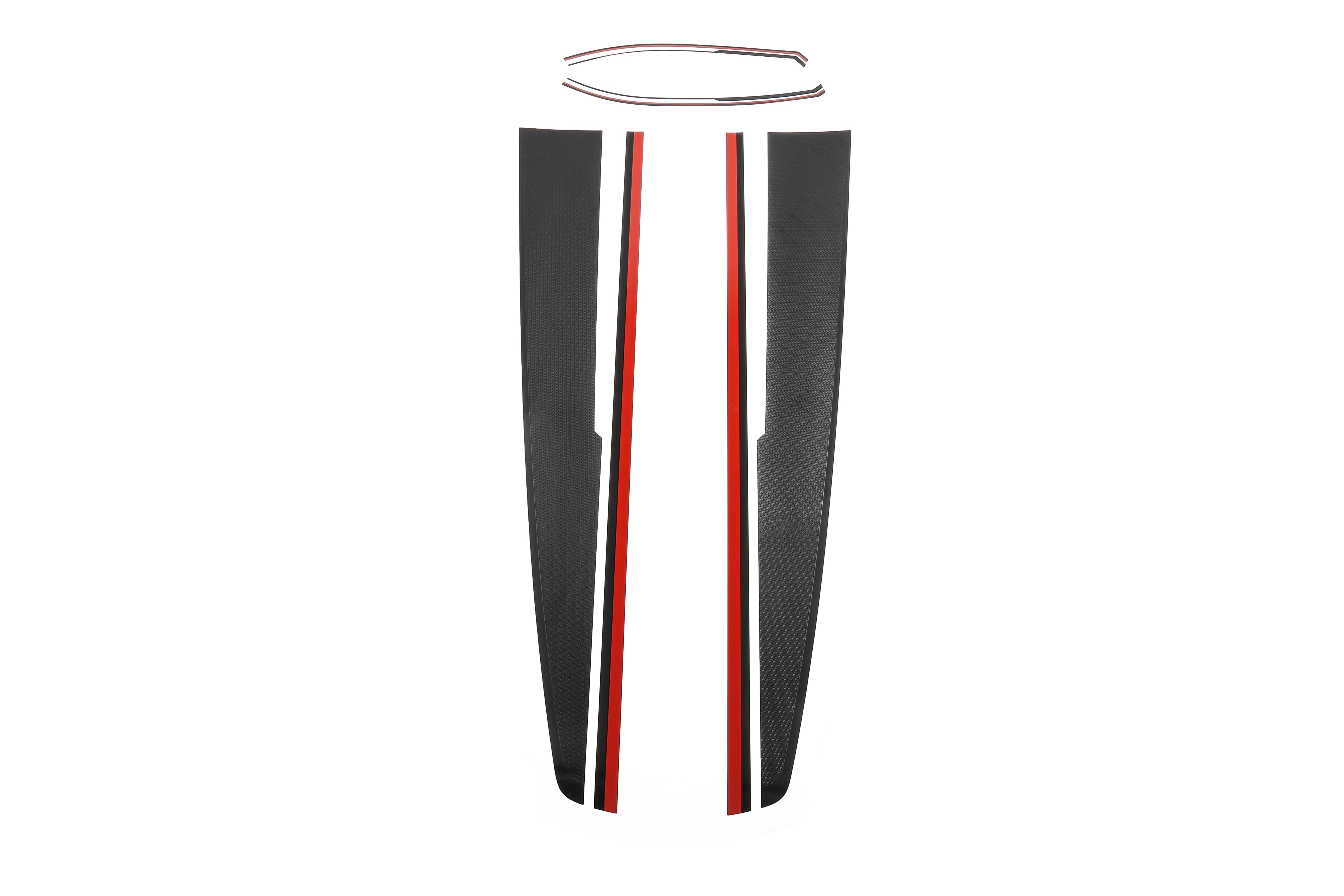 Hood and Mirror Decal Package in Black with Red Accents