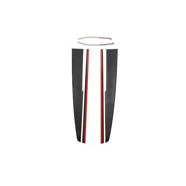 Hood and Mirror Decal Package in Black with Red Accents