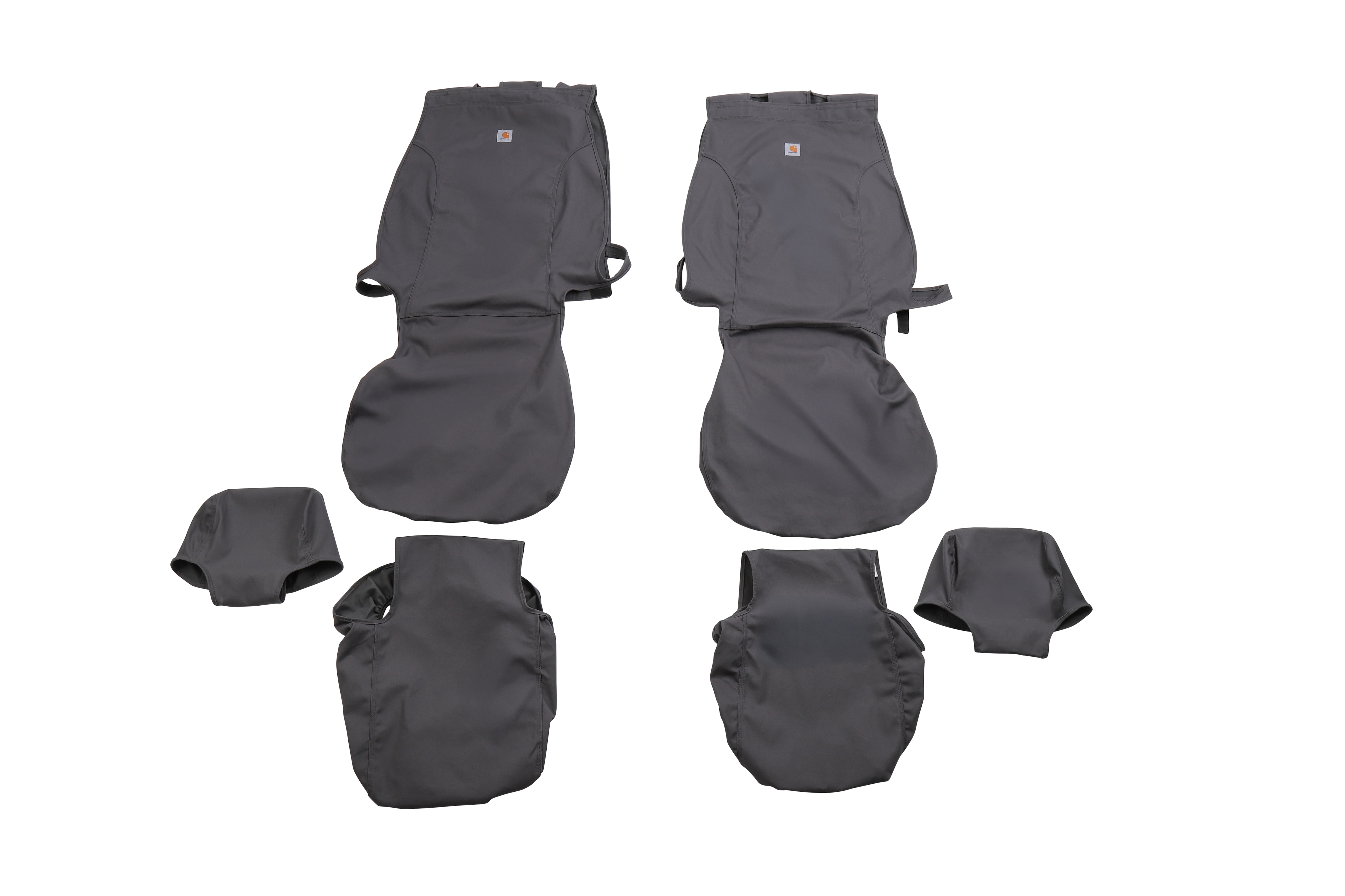 Silverado Medium Duty Protective First-Row Seat Cover Set in Dark Ash with Carhartt Logo