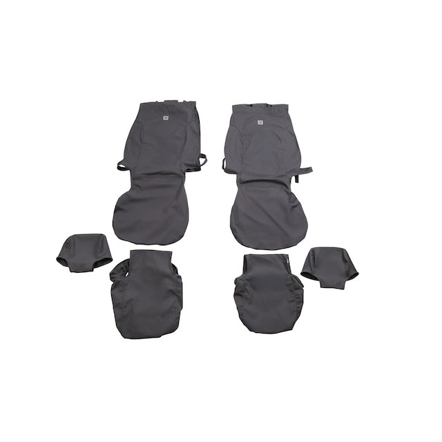 Silverado Medium Duty Protective First-Row Seat Cover Set in Dark Ash with Carhartt Logo