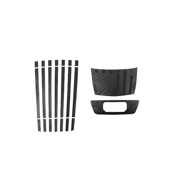 Hood and Roof American Flag Decal Package in Black with ZR1 Logo (for Corvette ZR1 Coupe)