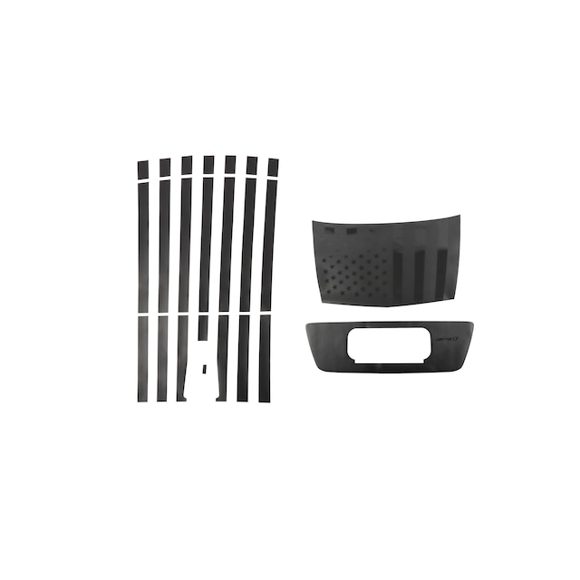 Hood and Roof American Flag Decal Package in Black with ZR1 Logo (for Corvette ZR1 Convertible)