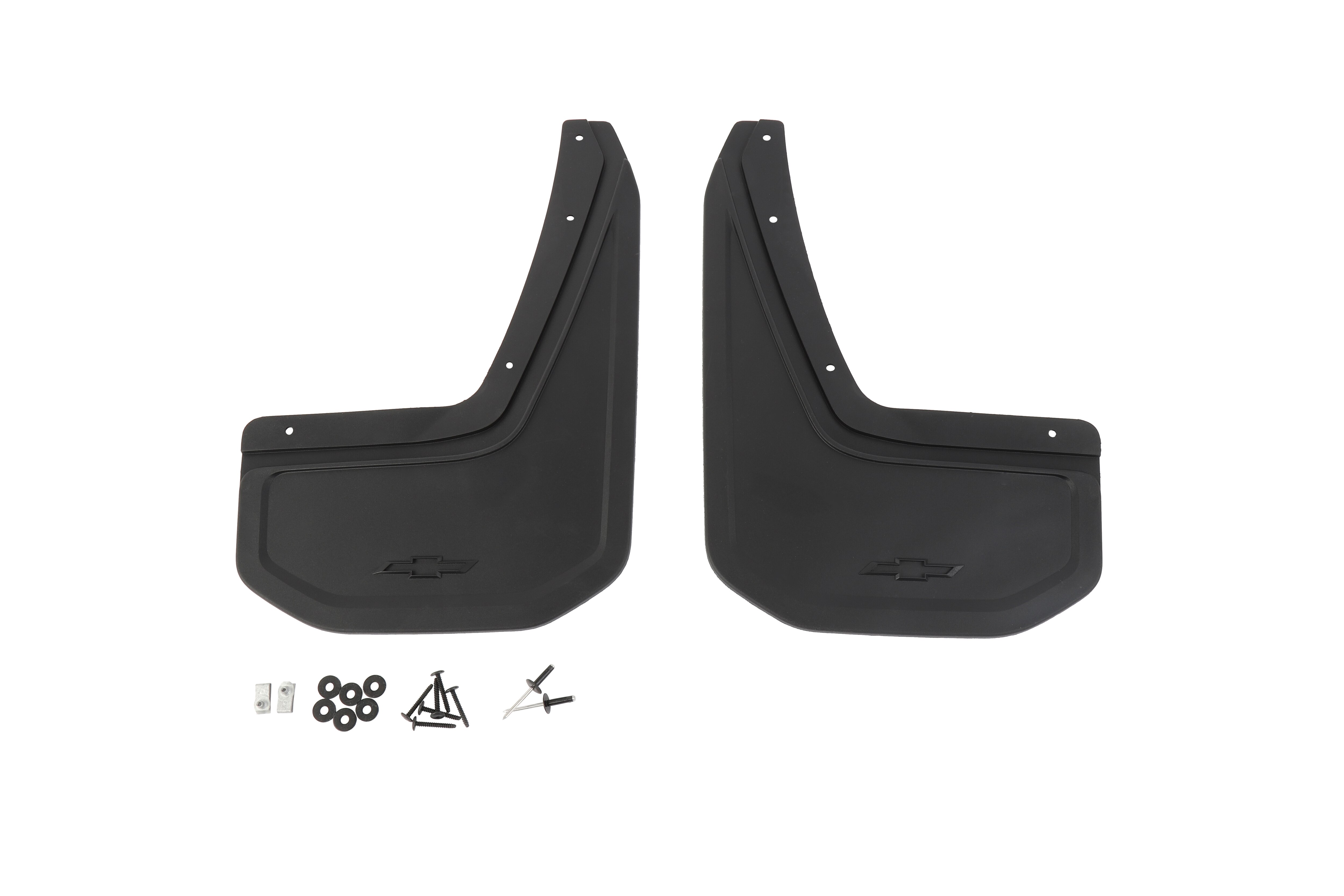 Rear Flat Splash Guards in Black with Bowtie Logo