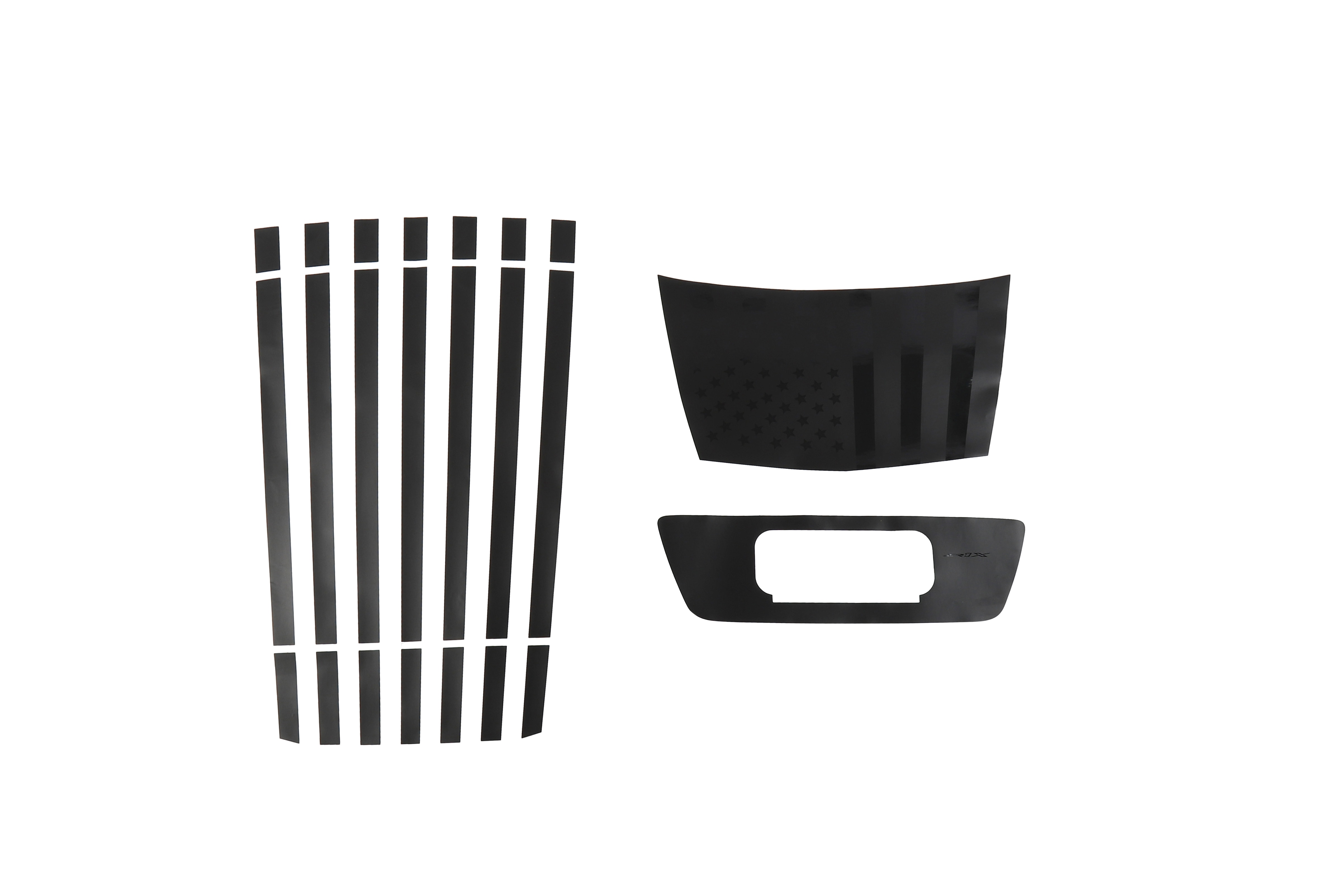 Hood and Roof American Flag Decal Package in Black with ZR1X Logo (for Corvette ZR1X Coupe)