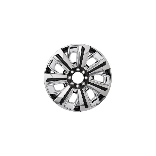 24x9-Inch Aluminum 6-Split-Spoke Wheel in Polished Finish with Chrome Inserts