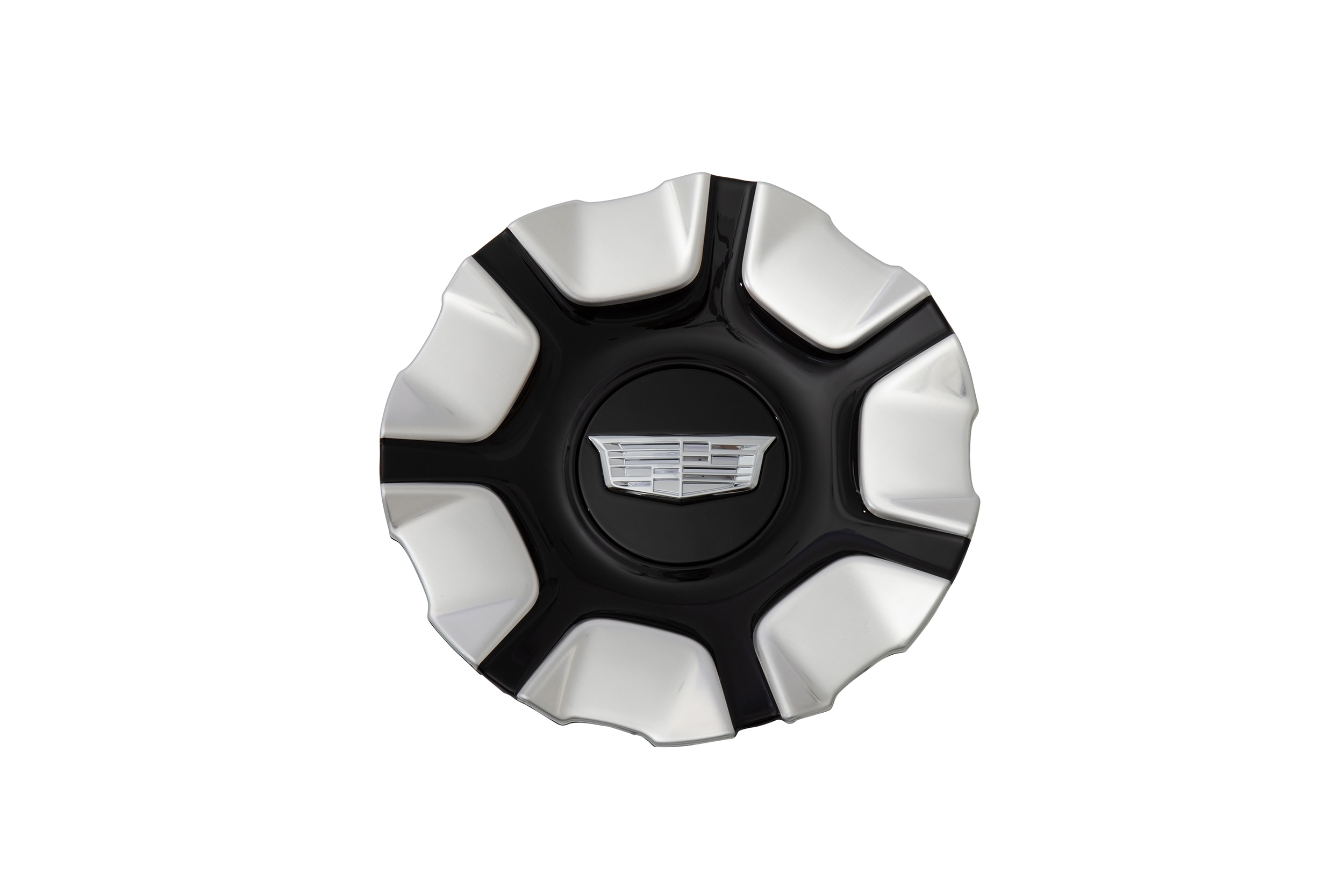 Bright Finish Lug Cover with Center Cap in Black with Monochromatic Cadillac Logo (only for use with SF3 wheel)