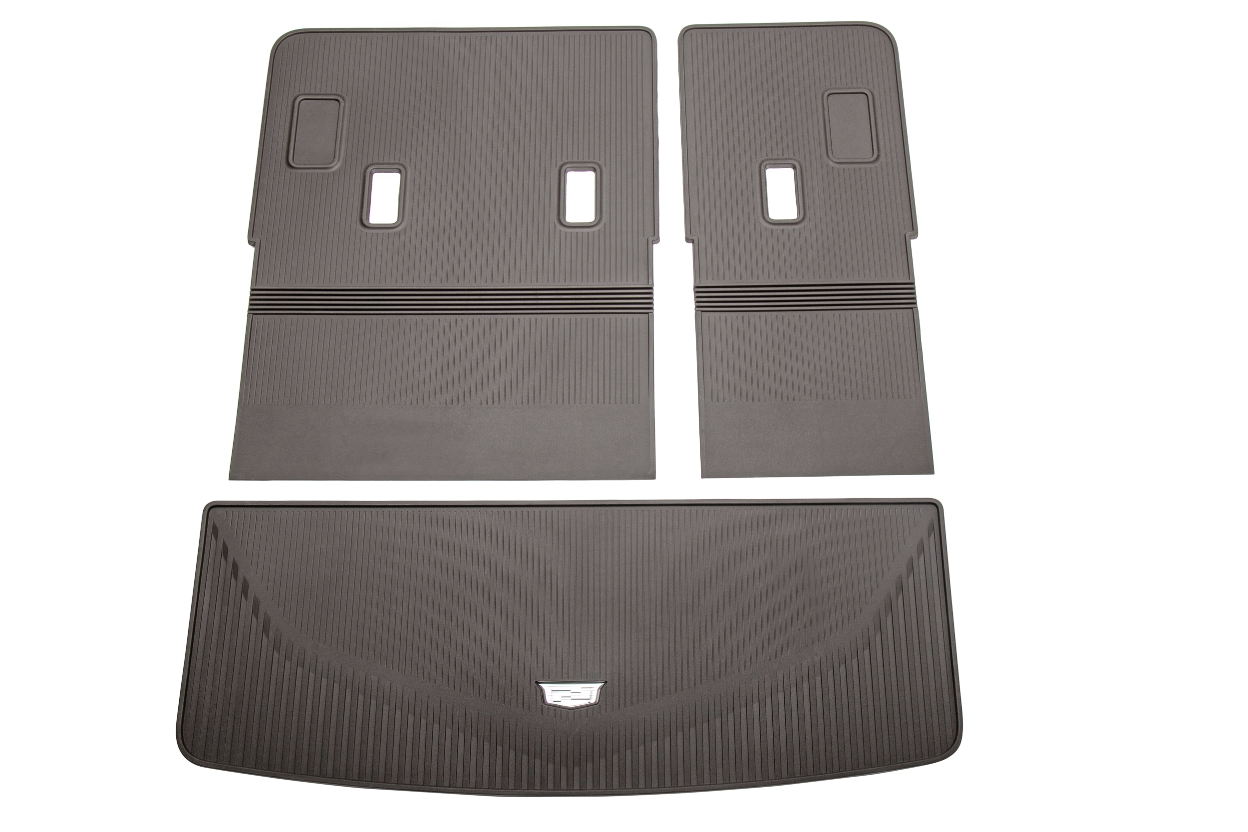 Integrated Cargo Liner in Very Dark Atmosphere with Cadillac Logo