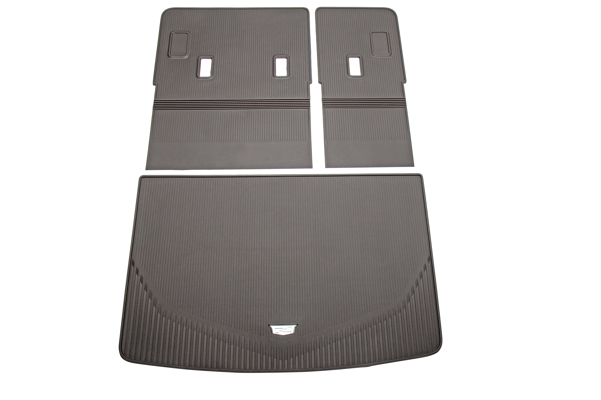 Integrated Cargo Liner in Very Dark Atmosphere with Cadillac Logo