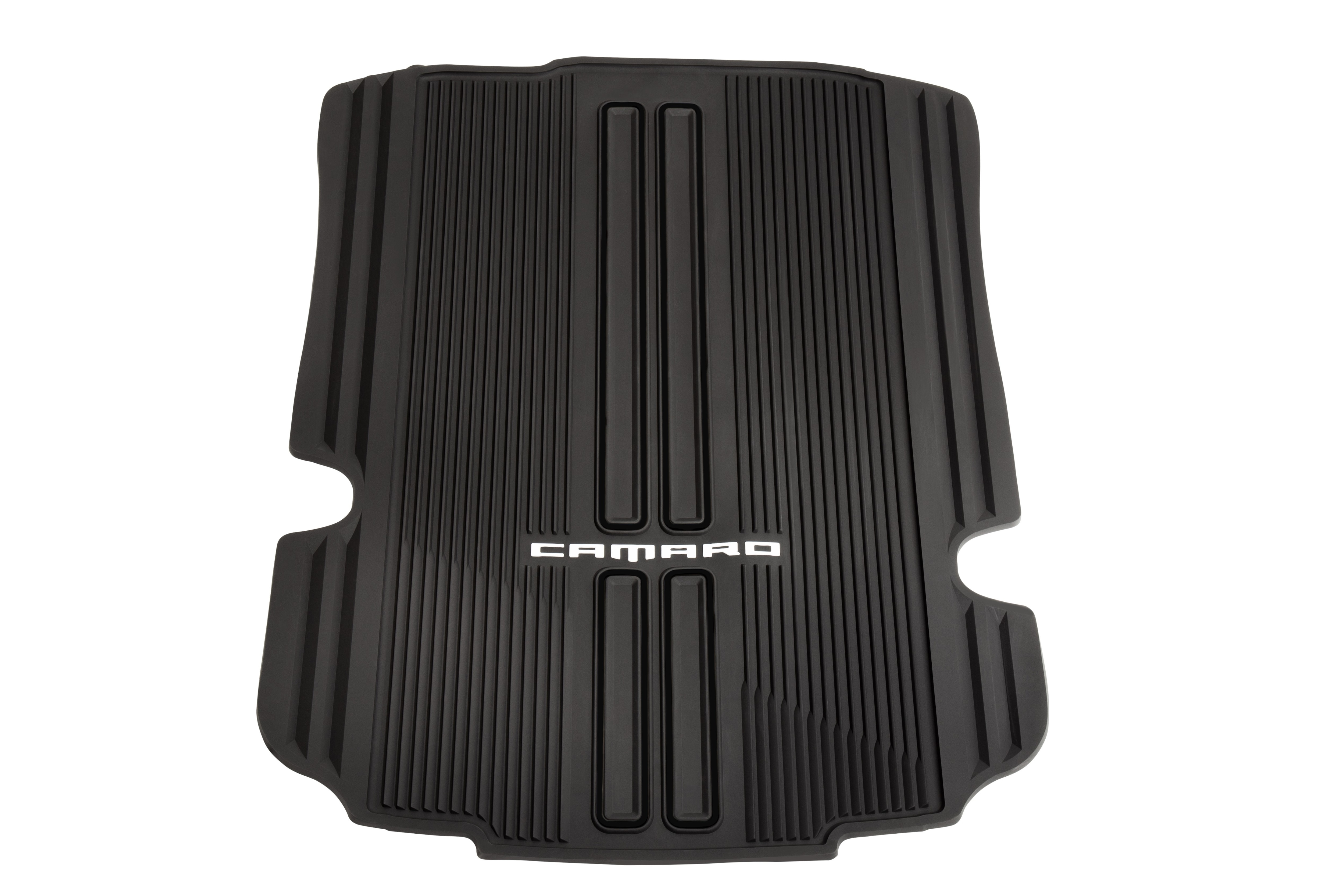 Premium All-Weather Cargo Area Mat in Jet Black with Camaro Script (for Coupe Models)