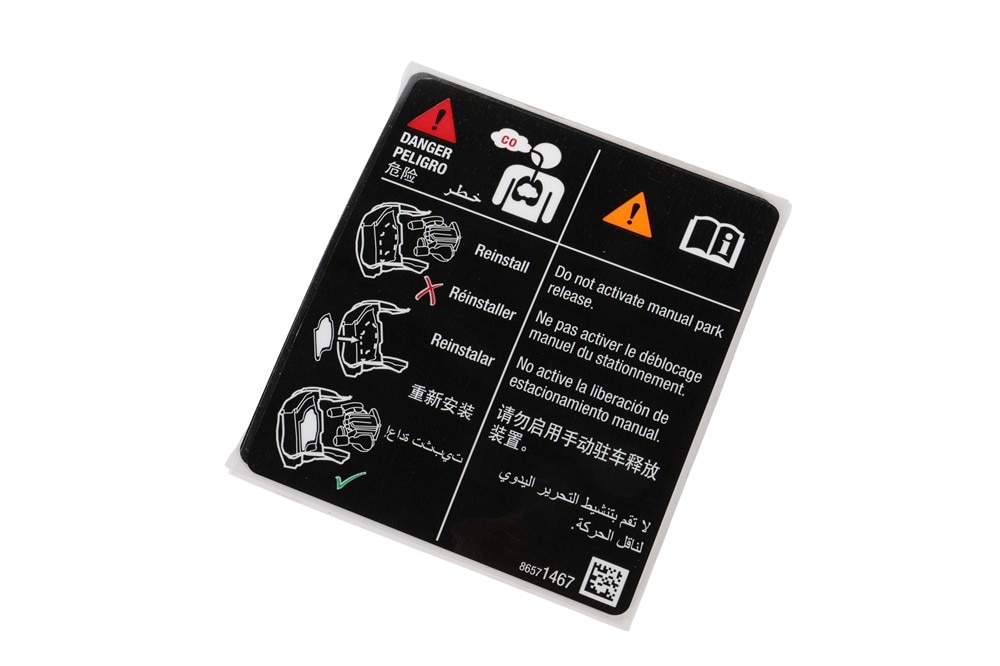 GM Genuine Parts Chemical Exposure Danger Label