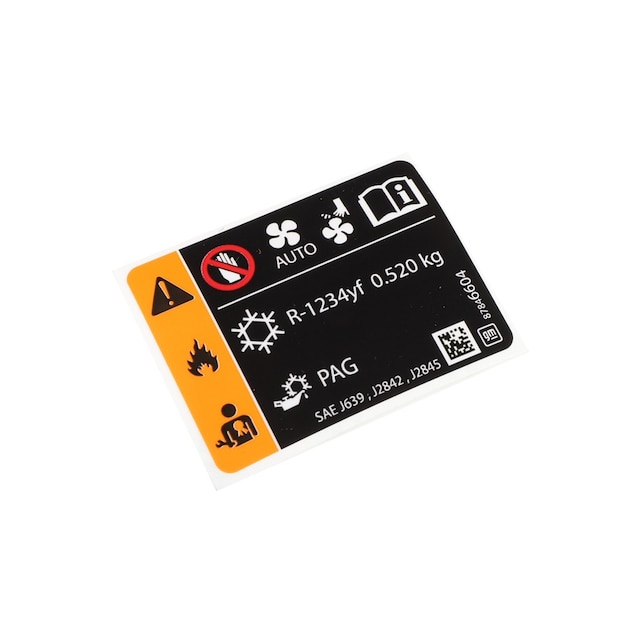 GM Genuine Parts Air Conditioning Refrigerant and Fan Blade Warning Label