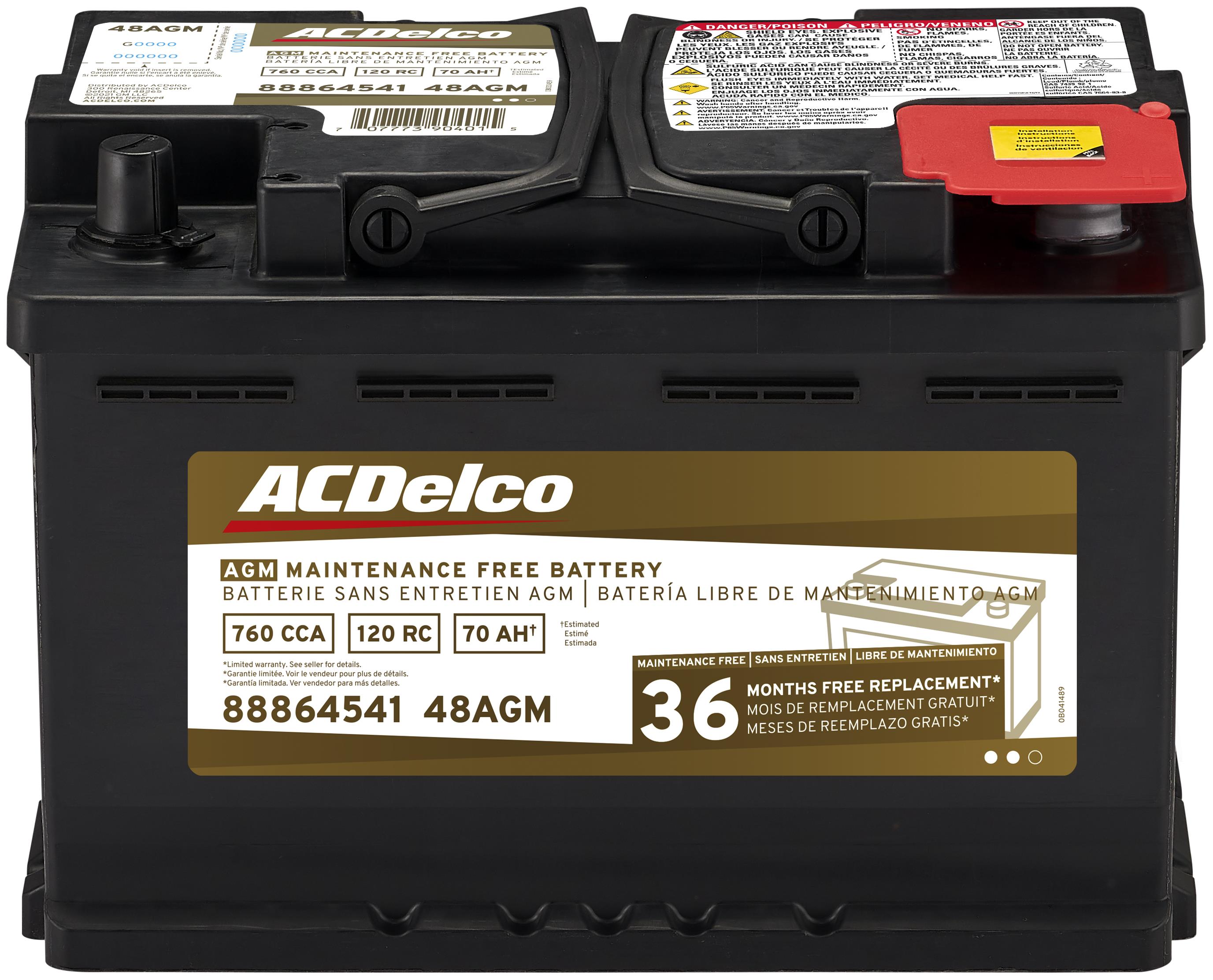 Chevrolet ACDelco Gold 36 Month Warranty AGM BCI Group 48 Battery