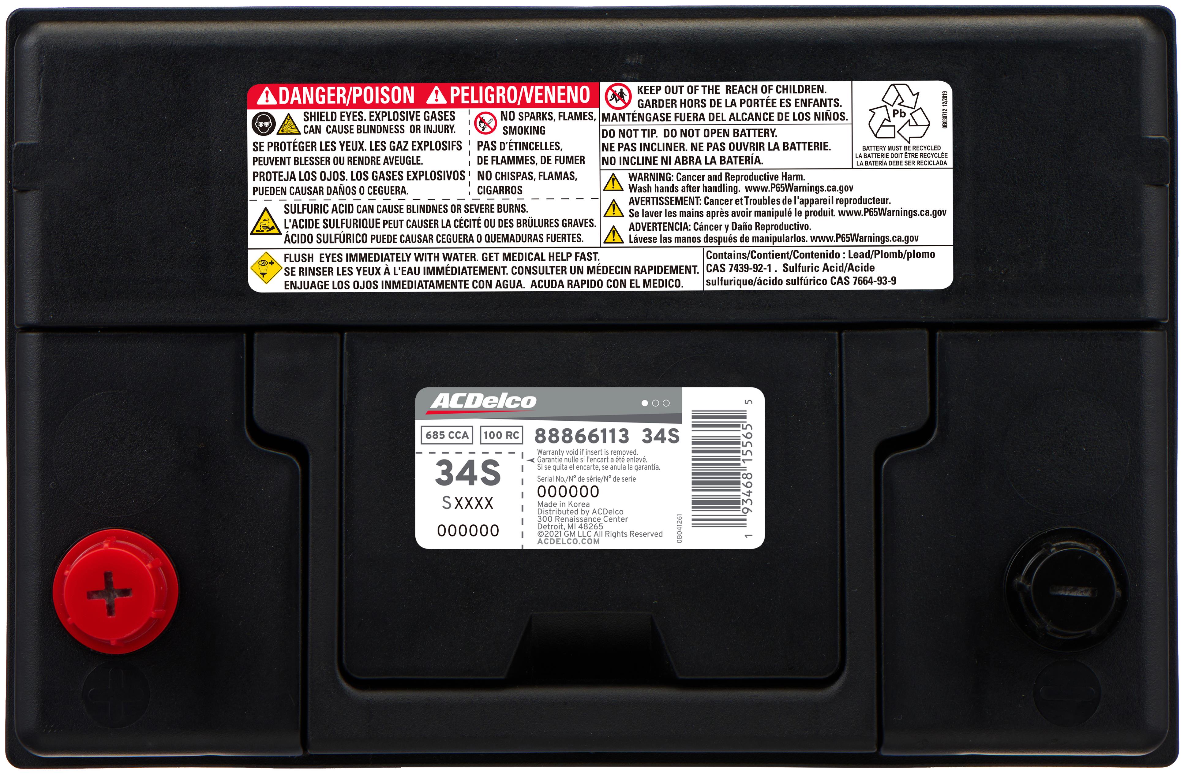 ni-c　 Buick ACDelco Silver 18 Month Warranty BCI Group 34 Battery