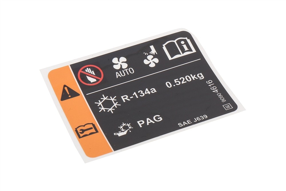 GM Genuine Parts Air Conditioning Refrigerant and Fan Blade Warning Label