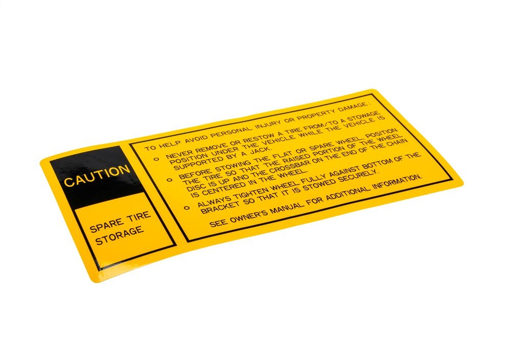 GM Genuine Parts Spare Wheel Carrier Caution Label