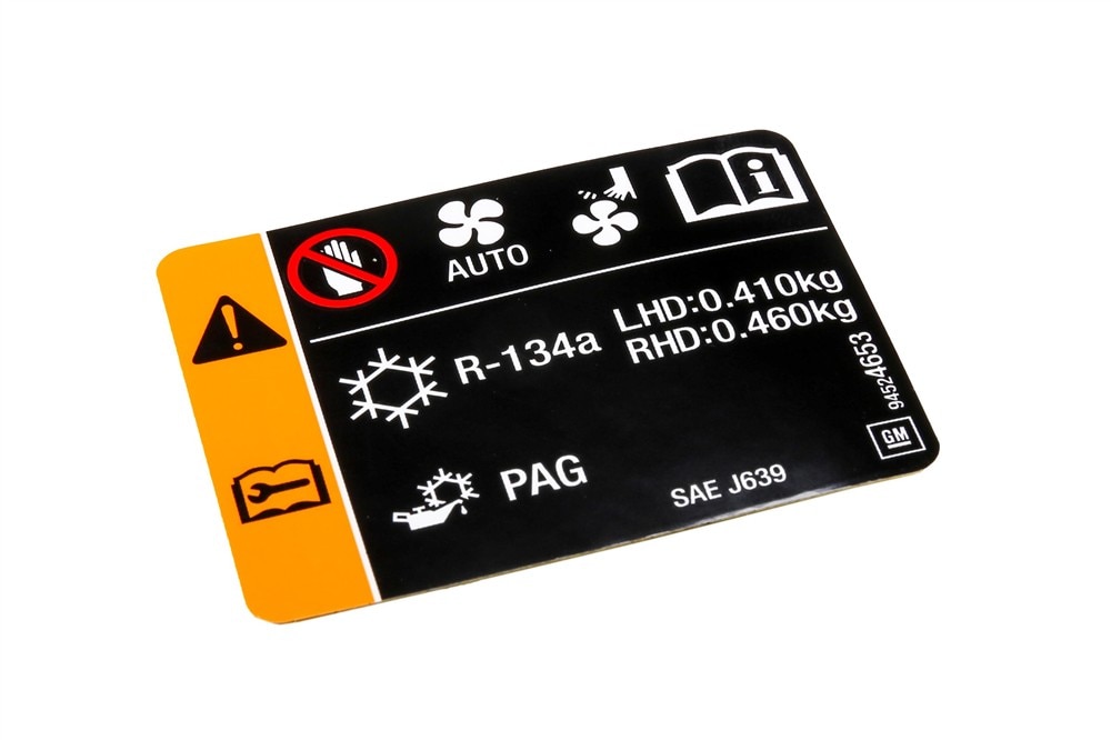 GM Genuine Parts Air Conditioning Refrigerant and Fan Blade Warning Label