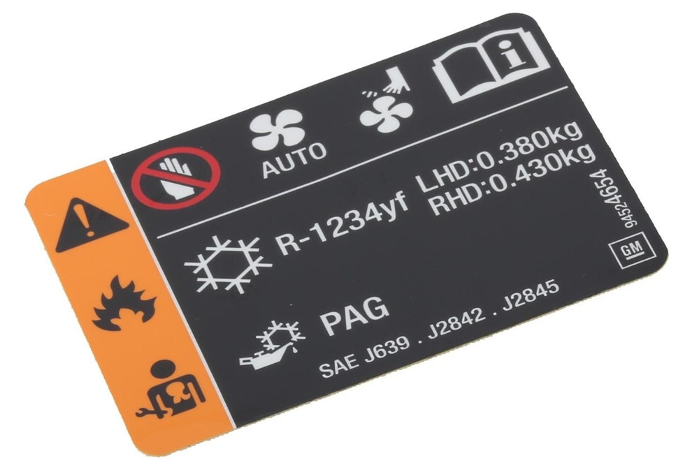 GM Genuine Parts Air Conditioning Refrigerant and Fan Blade Warning Label