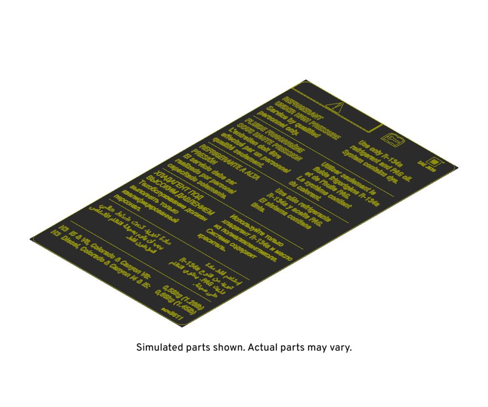 GM Genuine Parts Air Conditioning Refrigerant Warning Label