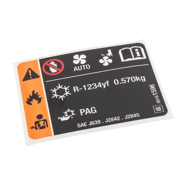 GM Genuine Parts Air Conditioning Refrigerant and Fan Blade Warning Label