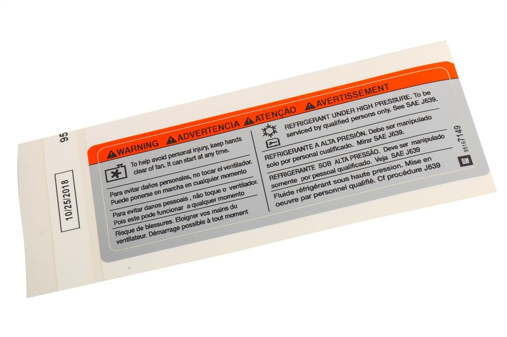 GM Genuine Parts Fan Blade Warning Label