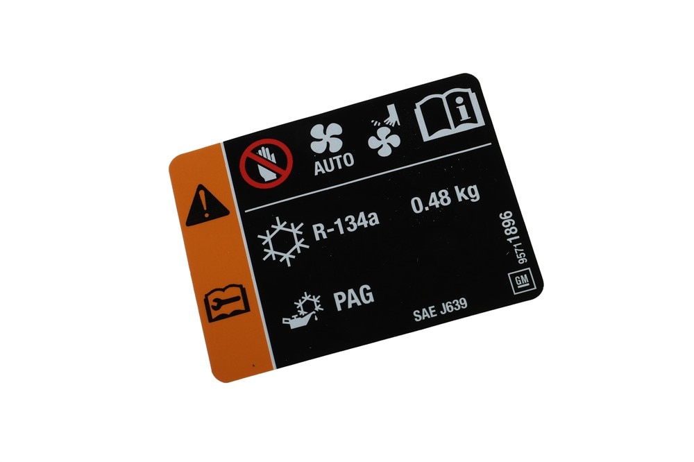 GM Genuine Parts Air Conditioning Refrigerant and Fan Blade Wiring Label