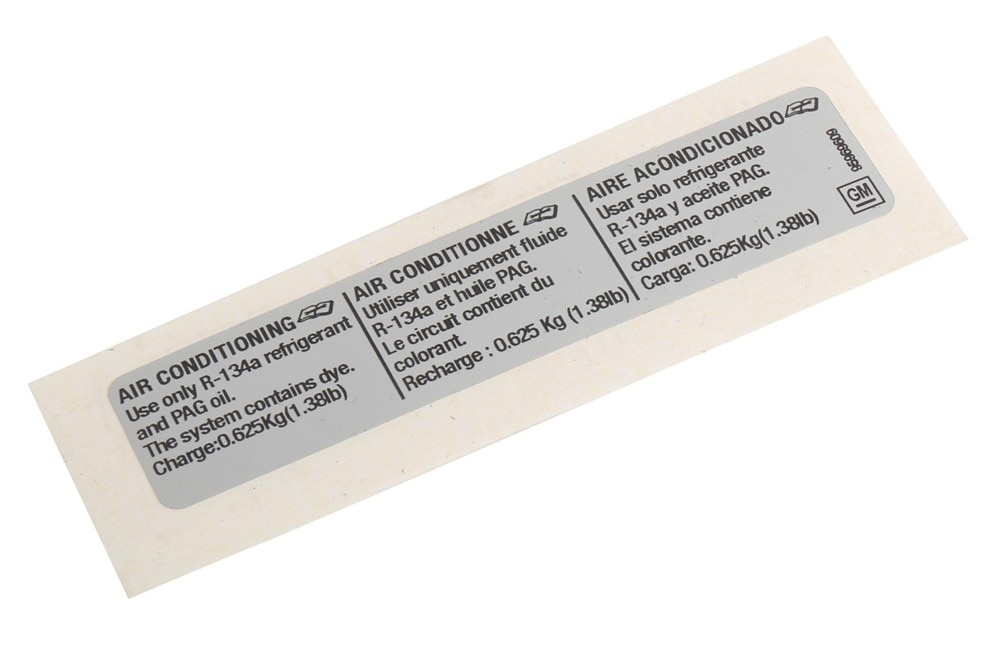 GM Genuine Parts Air Conditioning Refrigerant Charge Label