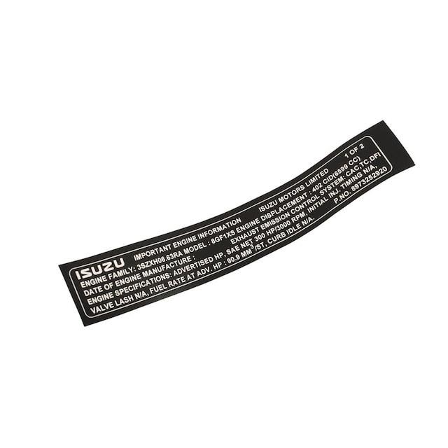 GM Genuine Parts Vehicle Emission Control Information Label