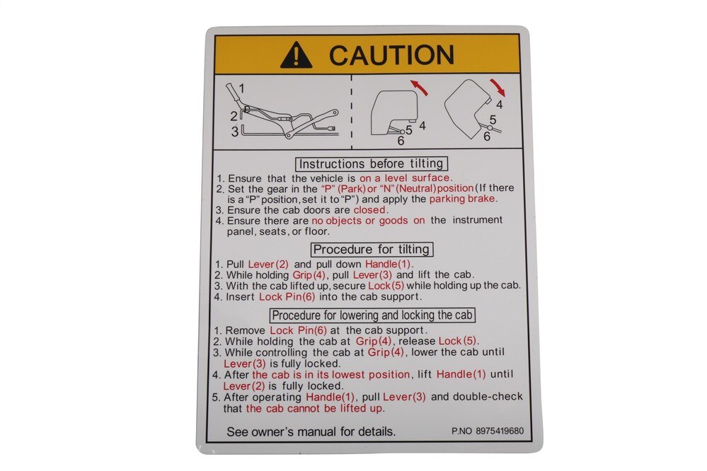 GM Genuine Parts Body Tilt Caution Label